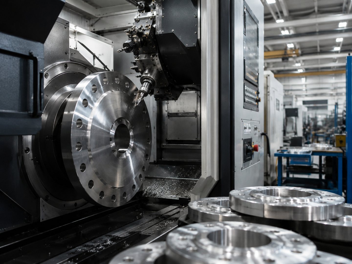 CNC machining of a forged steel flange